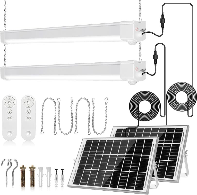 Shunlee Solar Shop Light: Motion Sensor, 20W, 10000mAh, IP65, Always-O