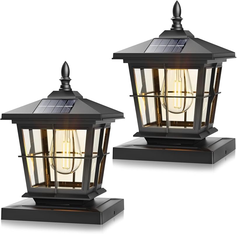 NIORSUN 4x4 Post Solar Lights with 3 Color Temperatures and Edison Bulb, 2-Pack