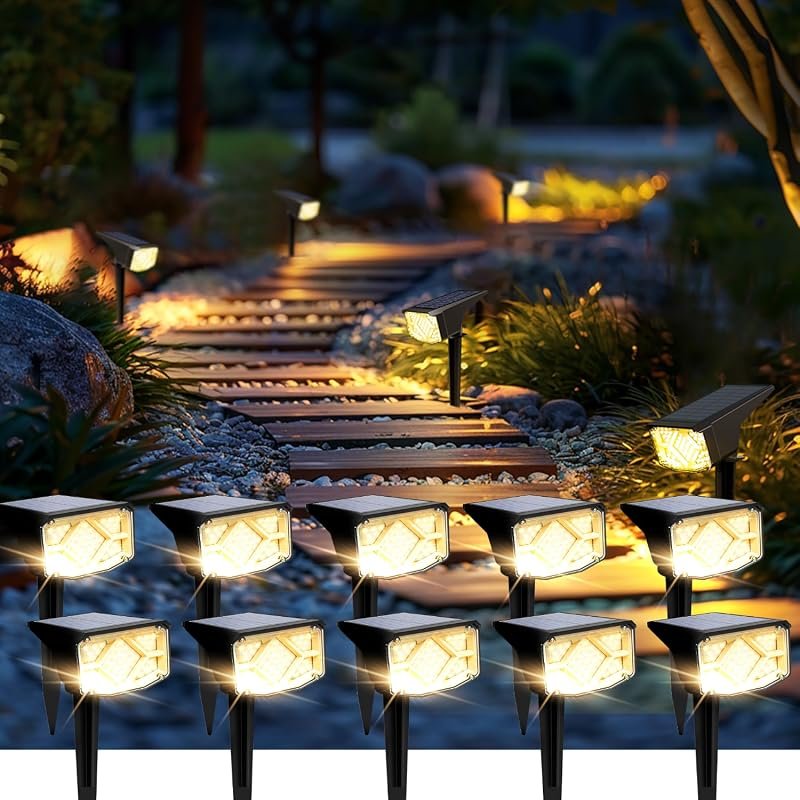 SOLPEX Solar Outdoor Spot Lights Waterproof, 10 Pack Warm White Landsc