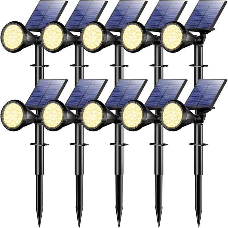WELALO Solar Outdoor Flag Spotlights Waterproof, 10 Pack Warm White La