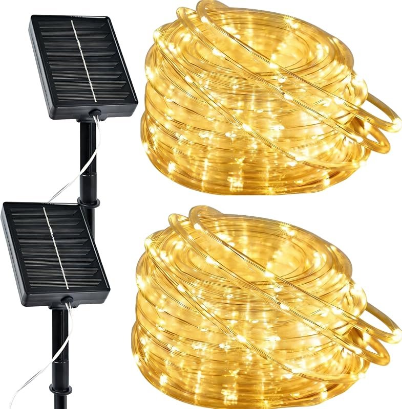 MERRIMAX M Solar Rope Lights Outdoor, 2-Pack, 144ft, 400 LEDs, Warm White Ambience
