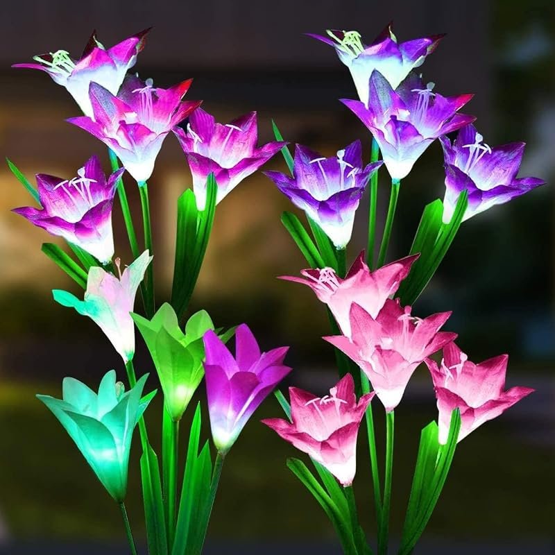 SOLARBABY Solar Lights Outdoor - Lily Flower Lights, 4-Pack, Waterproo
