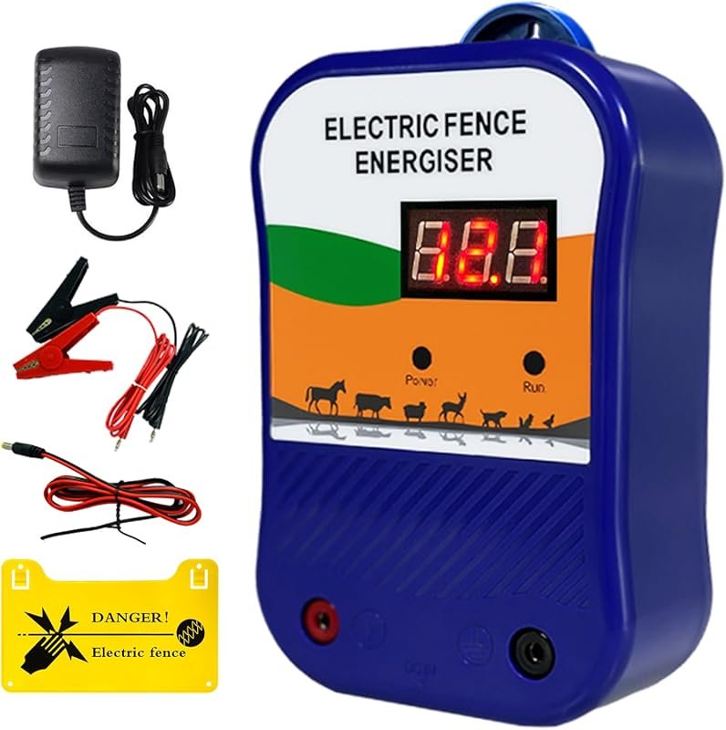1.5J Electric Fence Charger, 12KV Energizer for Livestock and Bears, Heavy Duty