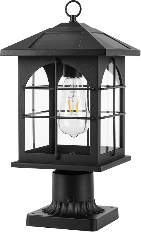Generic Outdoor Solar Post Light with Dusk-to-Dawn Operation and 3-in-