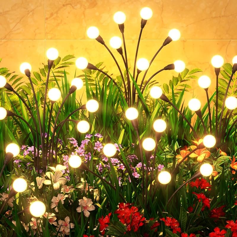 6 Pack Solar Garden Lights with 48 LEDs, IP65 Waterproof, Decorative F
