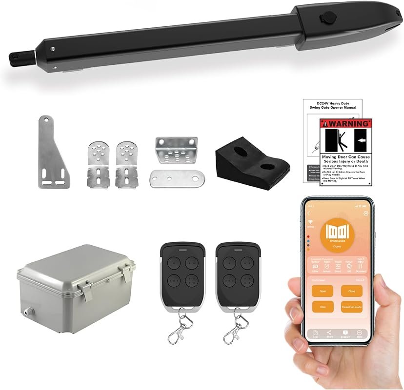 C025 Smart Automatic Gate Opener Kit with App, Single Swing, Up to 16f