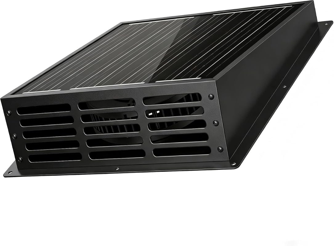 25W Solar Powered Exhaust Fan delivers 430 CFM with 12V monocrystallin