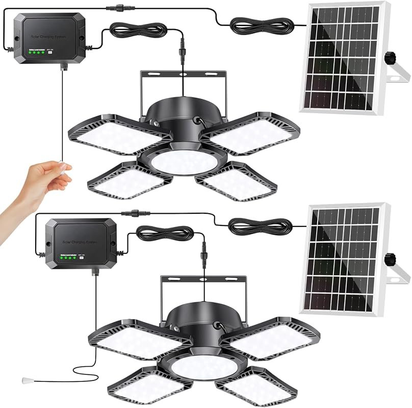 Solar Shed Lights with Pull String, 2000LM, Indoor Outdoor, Available 