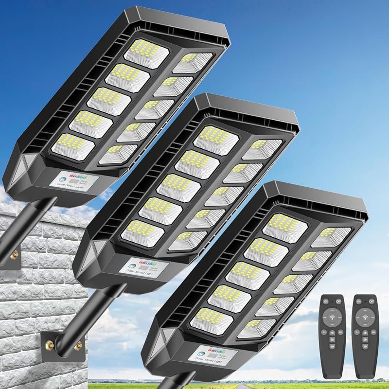 Deepn Solar Street Lights Outdoor, 8000W with Motion Sensor for Yard, 
