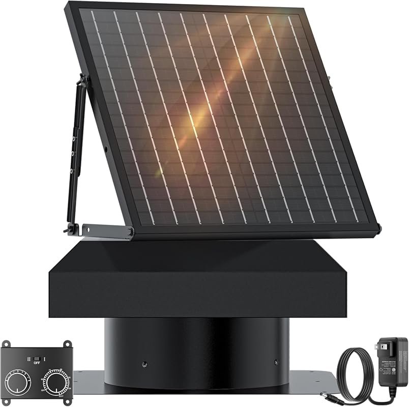 HONGUAN 40W Solar Attic Fan with 2000 CFM, MPPT controller, IP65 waterproof roof vent