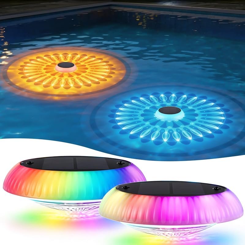 Solar Floating Pool Lights, 2026 Upgrade, 2-Pack, 57 Modes, IP67 Waterproof