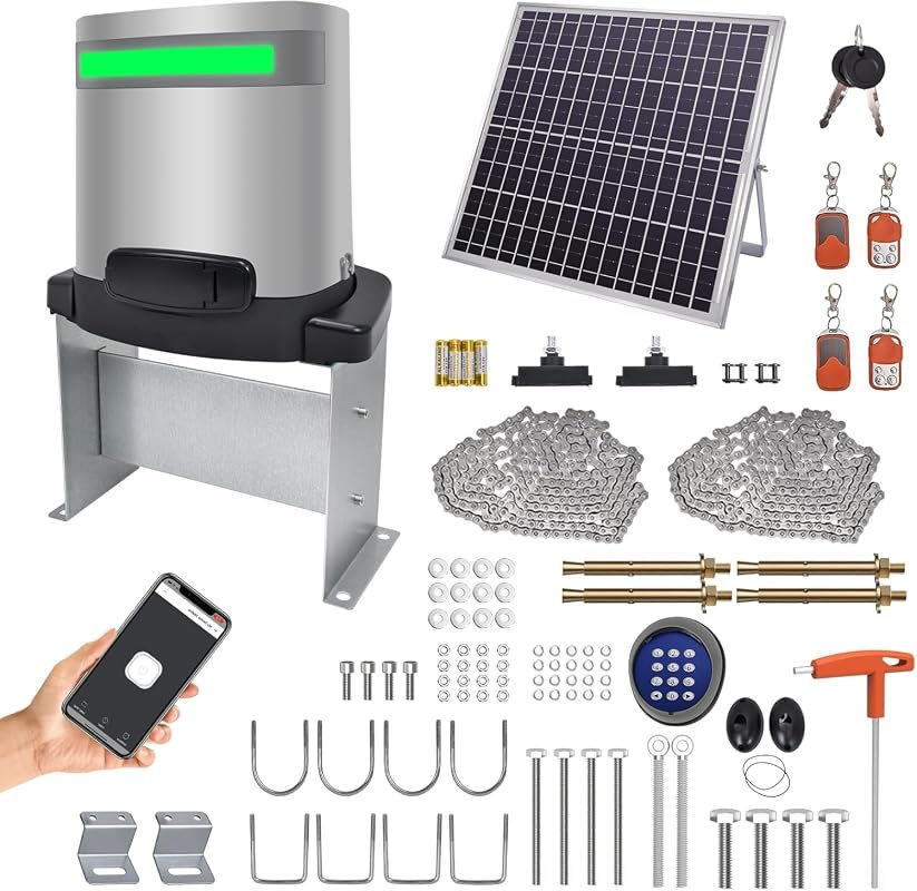 1800lb Solar Sliding Gate Opener with 20W Panel, Remote, WiFi App, 280