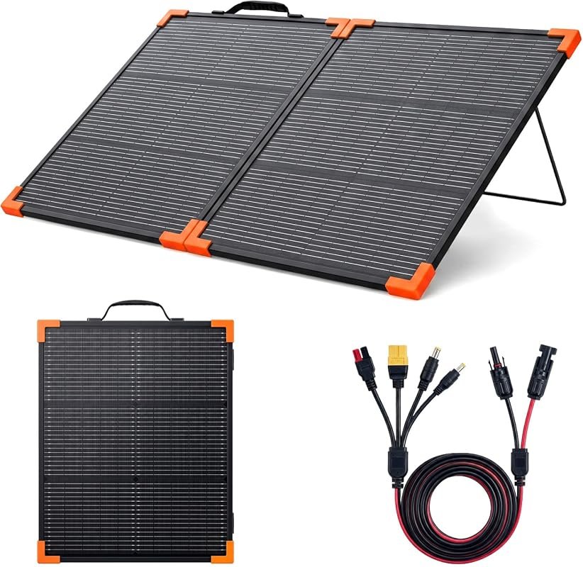 100W Portable Solar Panel with Lightweight Aluminum Frame, Foldable Ki