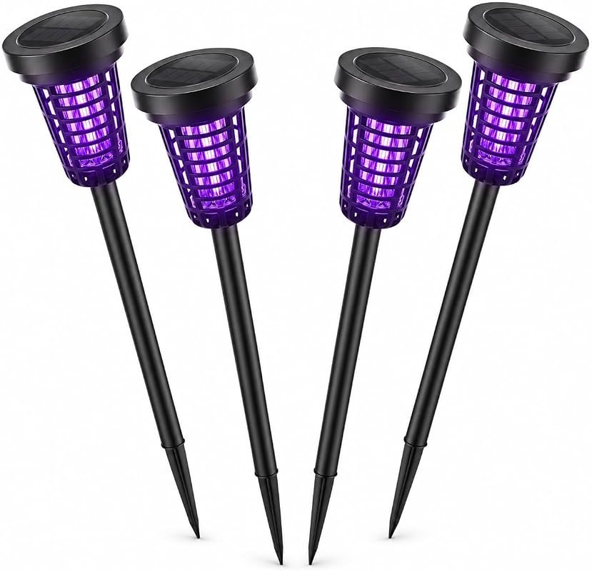 Solar Bug Zapper Outdoor 4-Pack Mosquito Zapper for Patio, Garden and Yard