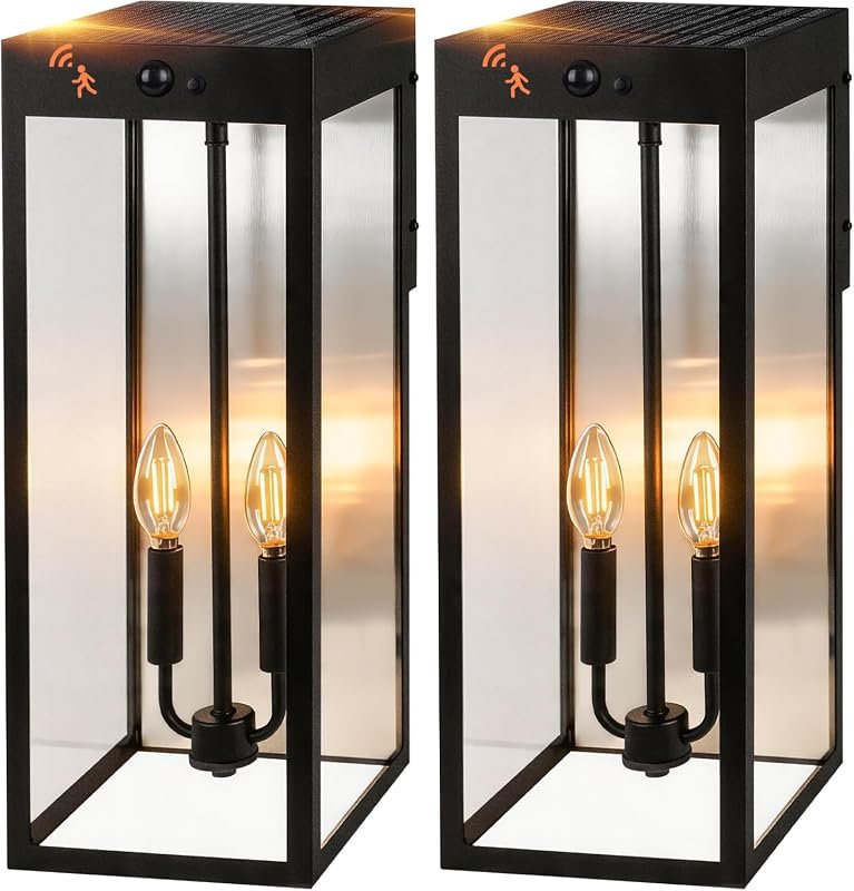 20-Inch Extra-Large Solar Lanterns with Motion Sensor for Outdoor Use, Durable Weather-Resistant