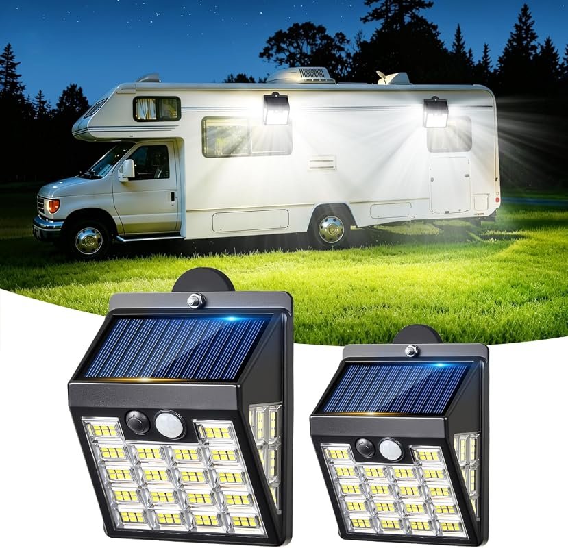 Magnetic RV Solar Lights Outdoor with 160 LEDs, Motion Sensor, and Wat