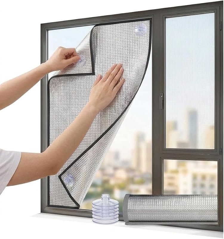 Solar Window Screen with Heat-Blocking Reflective Insulation Film for Sunlight and Temperature Control