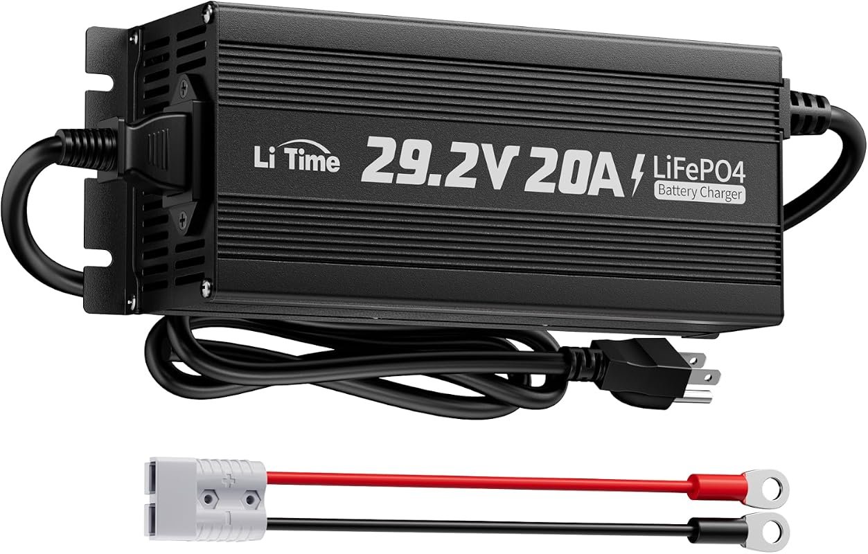 LiTime 24V 20A Lithium Battery Charger, Compact Size, 29.2V Output AC-DC